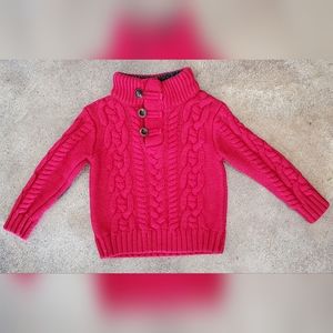 Baby Gap Toddler Boys Red Cable Knit Pullover Sweater Sherpa Collar Size 2T